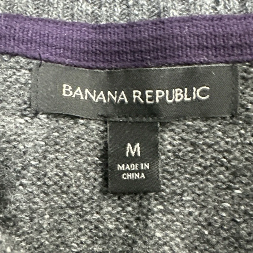 Banana Republic‎ Mens Shawl Collar Wool Silk Zip Sweater Pockets Charcoal Medium